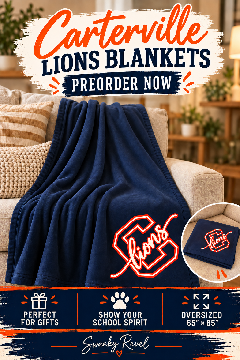 PREORDER – Carterville Lions Sweatshirt Blanket